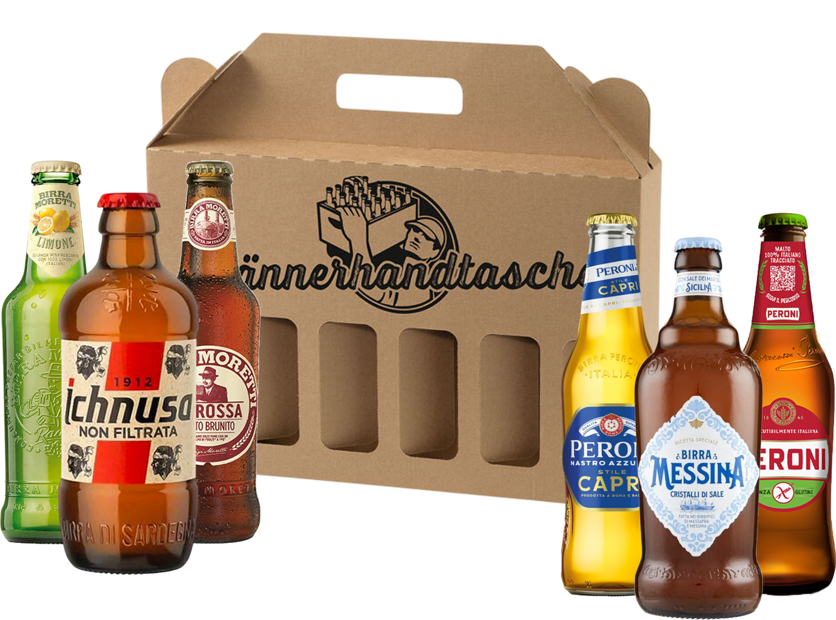 Männer Handtasche mit 6 Italienischen Bieren