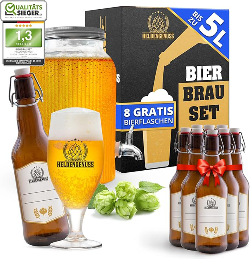 Kit de brassage de bière Heldengenuss Pils - 5 litres y compris 8 bouteilles Kit de brassage de bière Heldengenuss Pils - 5 litres y compris 8 bouteilles