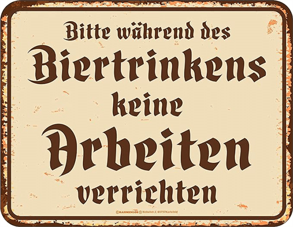 Tin sign for a drinking workshop - 17 x 22 cm Tin sign for a drinking workshop - 17 x 22 cm