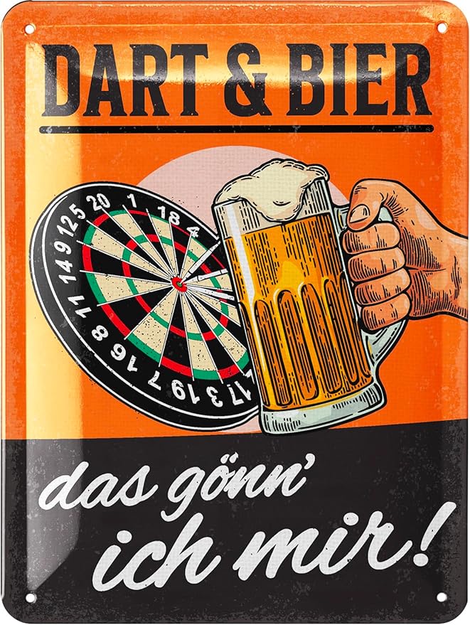 Plaque rétro en métal La bière est comme des vacances dans un verre - 15 x 20 cm