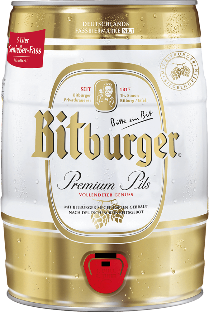 Bitburger Premium Pils 4.8% - 5 Liter Partyfass