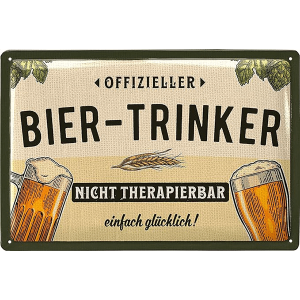 Retro Blechschild Bier-Trinker - 20 x 30 cm