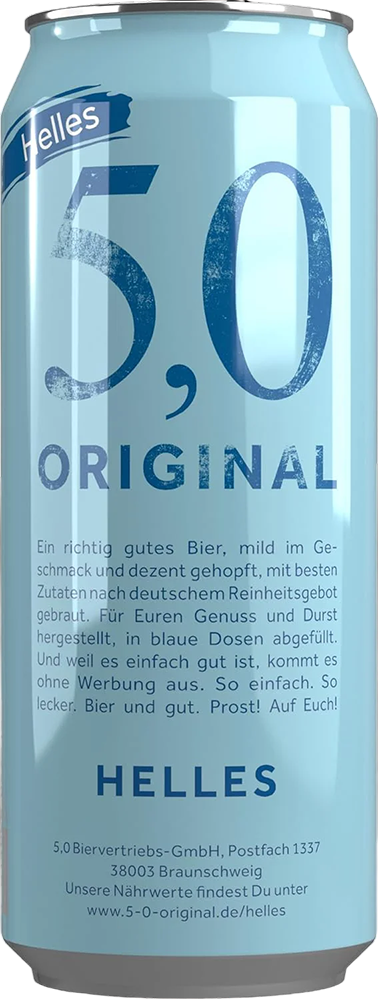 5.0 Original Chiara 4,7% - Lattina da 50 cl
