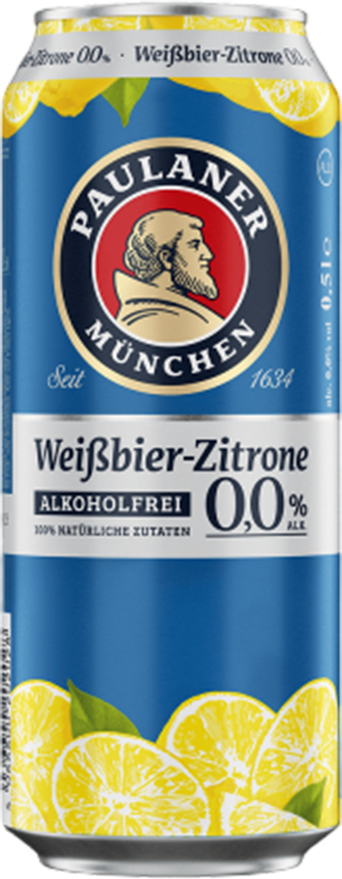 Paulaner Weissbier-Zitrone 0.0% alkoholfrei - 50 cl Dose