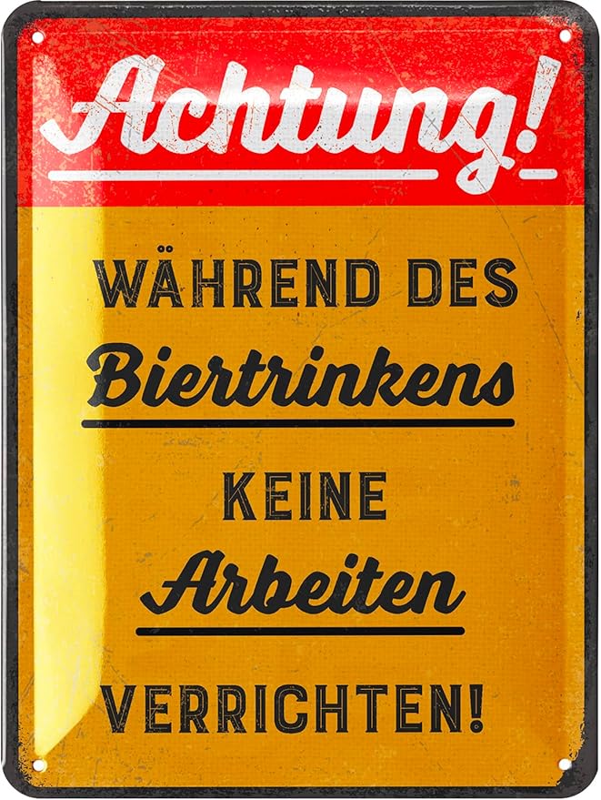 Plaque rétro en métal La bière est comme des vacances dans un verre - 15 x 20 cm