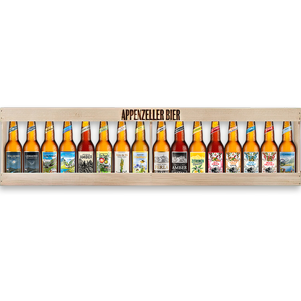 Bière Appenzeller 1 mètre en caisse bois - 16 x 33 cl Bière Appenzeller 1 mètre en caisse bois - 16 x 33 cl