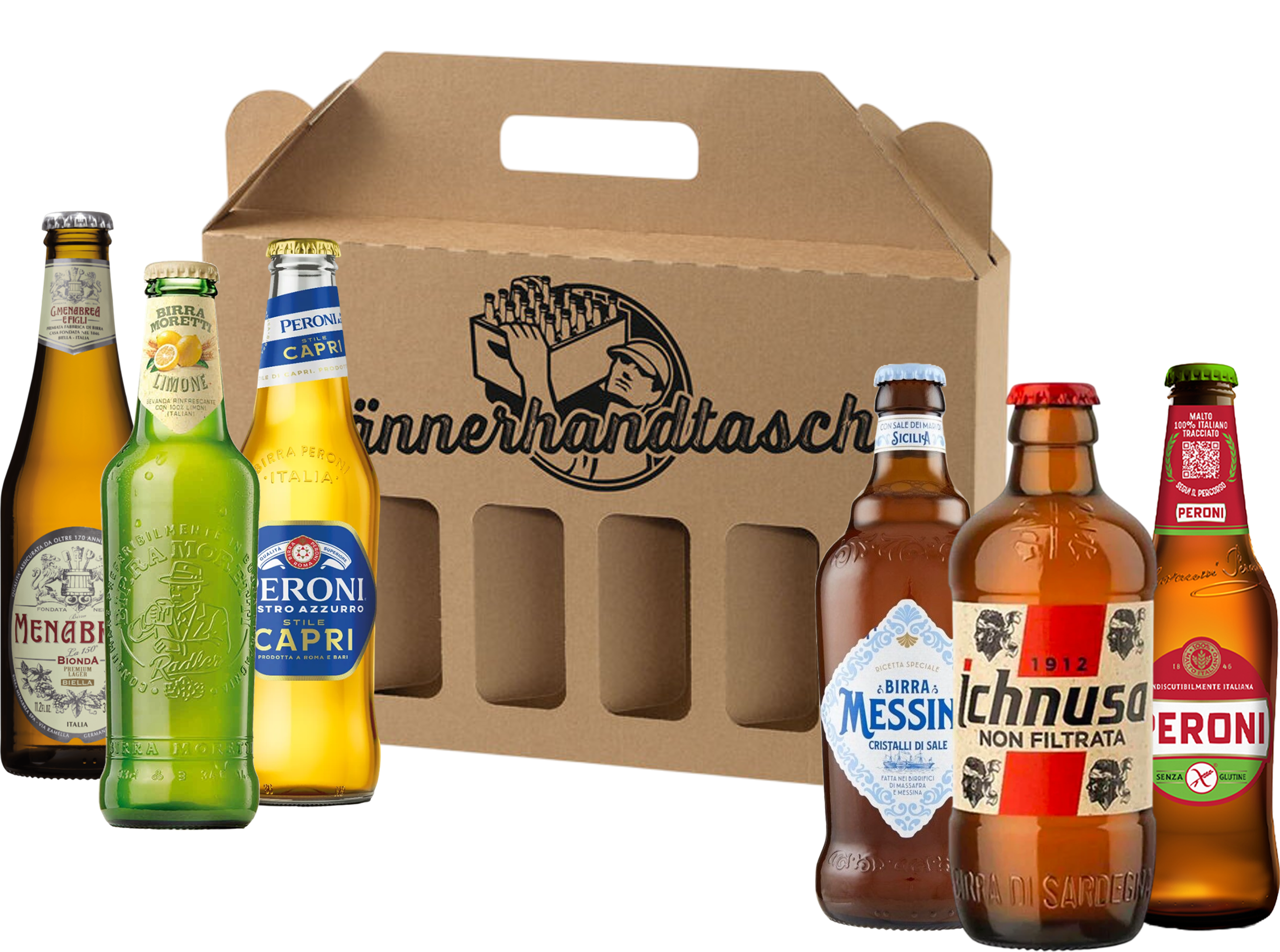 Männer Handtasche mit 6 Italienischen Bieren