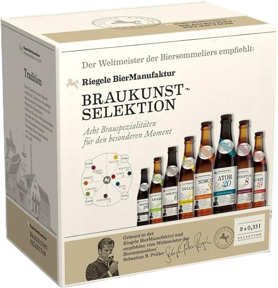 Riegele Biergeschenkset Braukunst Selection - 8 x 33 cl